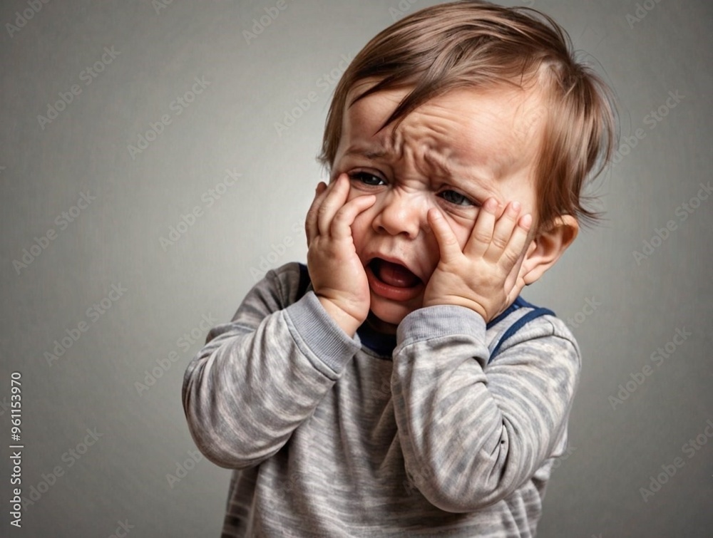 Amazing high resolution photos of embarrassed toddler with hand on face feeling shy, regret, blaming himself for disobedience.Emotions Amazing high resolution photos of embarrassed toddler with hand on face feeling shy, regret, blaming himself for disobedience.Emotions