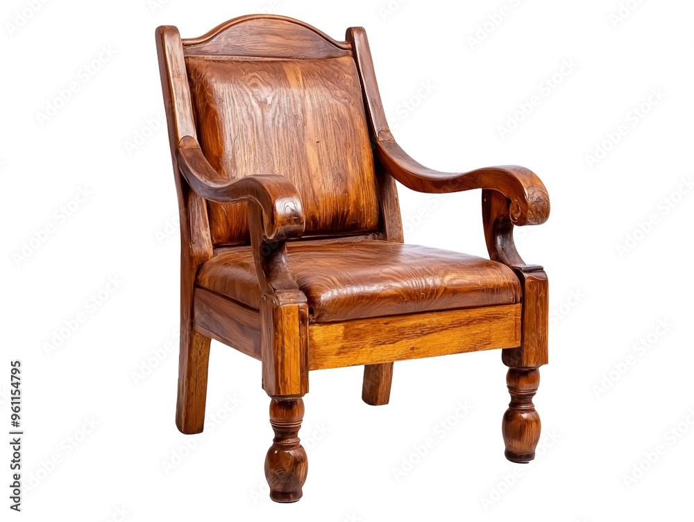 Classic wooden armchair with leather upholstery design Classic wooden armchair with leather upholstery design