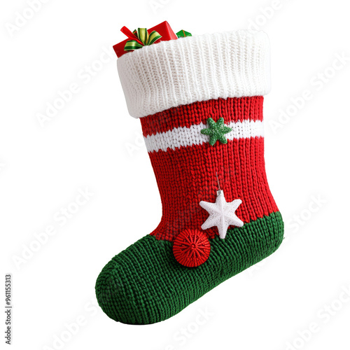 Colorful Christmas stocking decorated for festive holiday season
