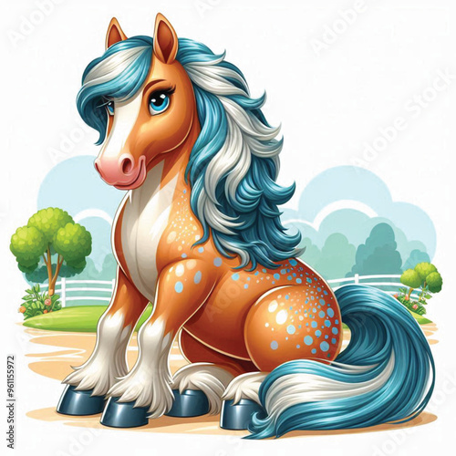 Cute Horse Vector Cartoon illustration