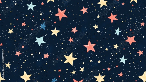 Cute colorful stars on a blue background.