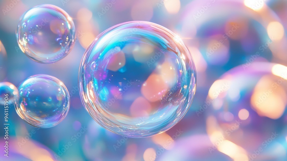Colorful soap bubbles floating against dreamy, bokeh background. Perfect for whimsical and magical themes, ideal for creative projects. Colorful soap bubbles floating against dreamy, bokeh background. Perfect for whimsical and magical themes, ideal for creative projects.