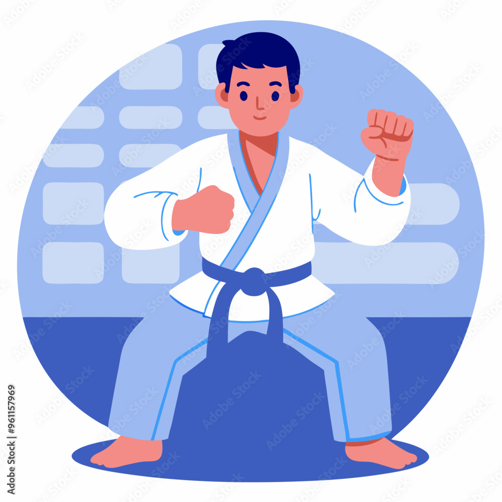 Martial Artist Man in Karate Gi Posing in Training Hall
Martial Artist Man in Karate Gi Posing in Training Hall