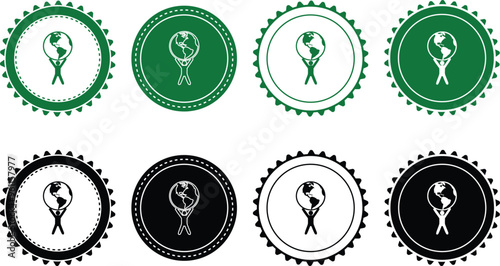 Ecology icon set. Ecology Stamps. Environment, sustainability, nature, recycle, renewable energy; electric bike, eco-friendly, forest, wind power, green symbol. Solid icons vector collection.