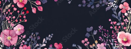 Wallpaper Mural Elegant Watercolor Floral Frame for Artistic Backgrounds and Decorations Torontodigital.ca