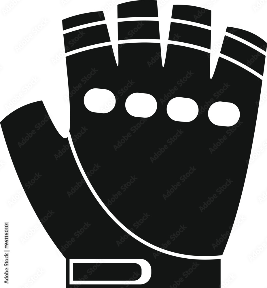 Black protective sport glove for active workout is laying on white background Black protective sport glove for active workout is laying on white background