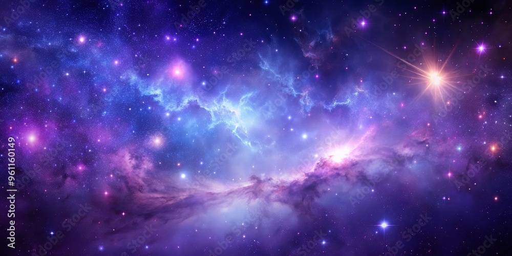 Fototapeta premium A stunning purple starry space background with a realistic galaxy and shining nebula
