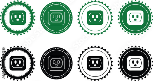 Ecology icon set. Ecology Stamps. Environment, sustainability, nature, recycle, renewable energy; electric bike, eco-friendly, forest, wind power, green symbol. Solid icons vector collection.