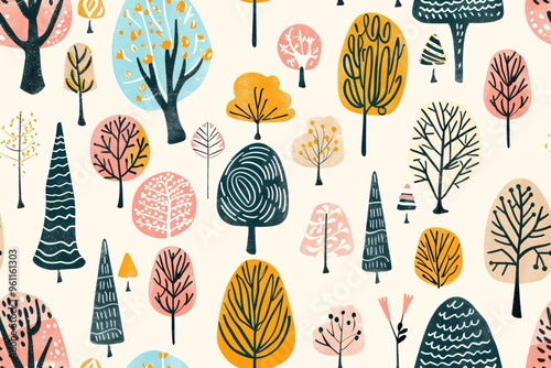 Abstract Illustration of Trees in a Forest