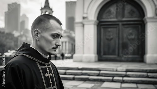 Christian priest in cassock. photo