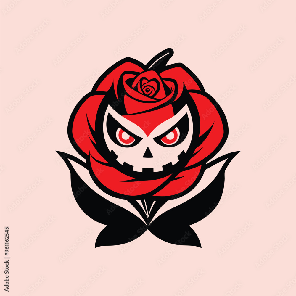 Halloween eyes with red rose silhouette illustration isolated on white background Halloween eyes with red rose silhouette illustration isolated on white background