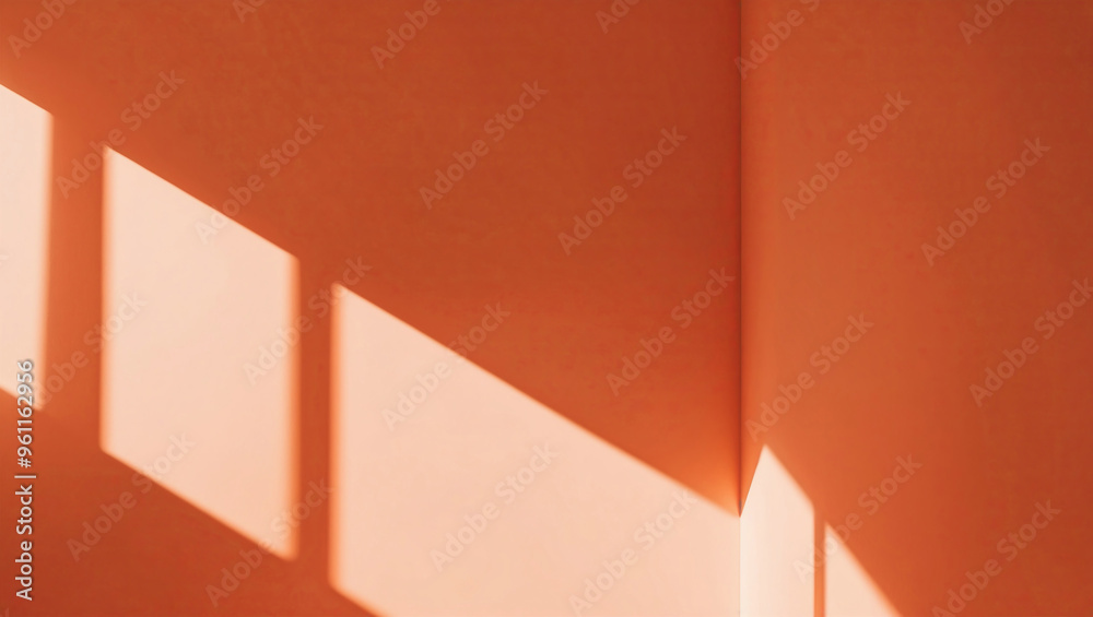 red wallOrange wall with rays of the sun through the window red wallOrange wall with rays of the sun through the window