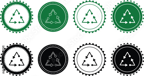 Ecology icon set. Ecology Stamps. Environment, sustainability, nature, recycle, renewable energy; electric bike, eco-friendly, forest, wind power, green symbol. Solid icons vector collection.