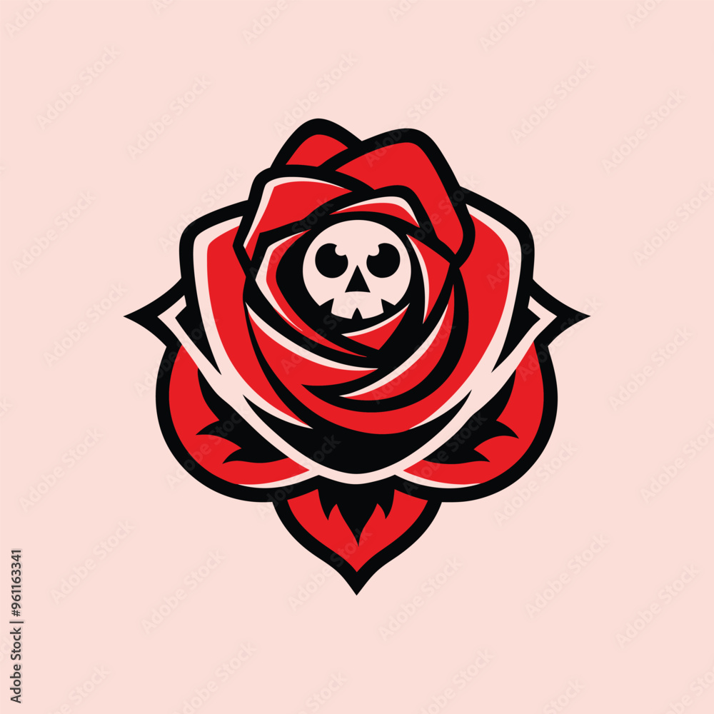 Halloween eyes with red rose silhouette illustration isolated on white background Halloween eyes with red rose silhouette illustration isolated on white background
