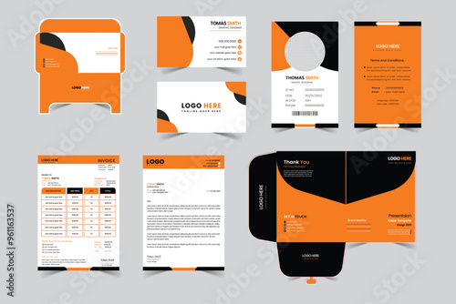 Corporate identity modern business office stationery set design with Illustrations	

