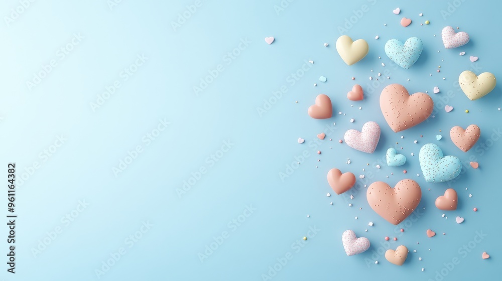 Fototapeta premium Serene 3D Wellness: Vibrant Heart and Abstract Shapes on Clean Background for Wellness Promotion and Therapy Ads with Text Space
