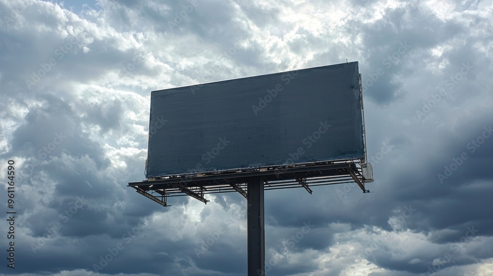An empty billboard sign featuring a large format design against a cloudy sky during the afternoon. Generative AI An empty billboard sign featuring a large format design against a cloudy sky during the afternoon. Generative AI