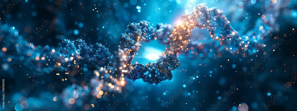 Abstract Representation of a Double Helix with Glowing Particles Abstract Representation of a Double Helix with Glowing Particles
