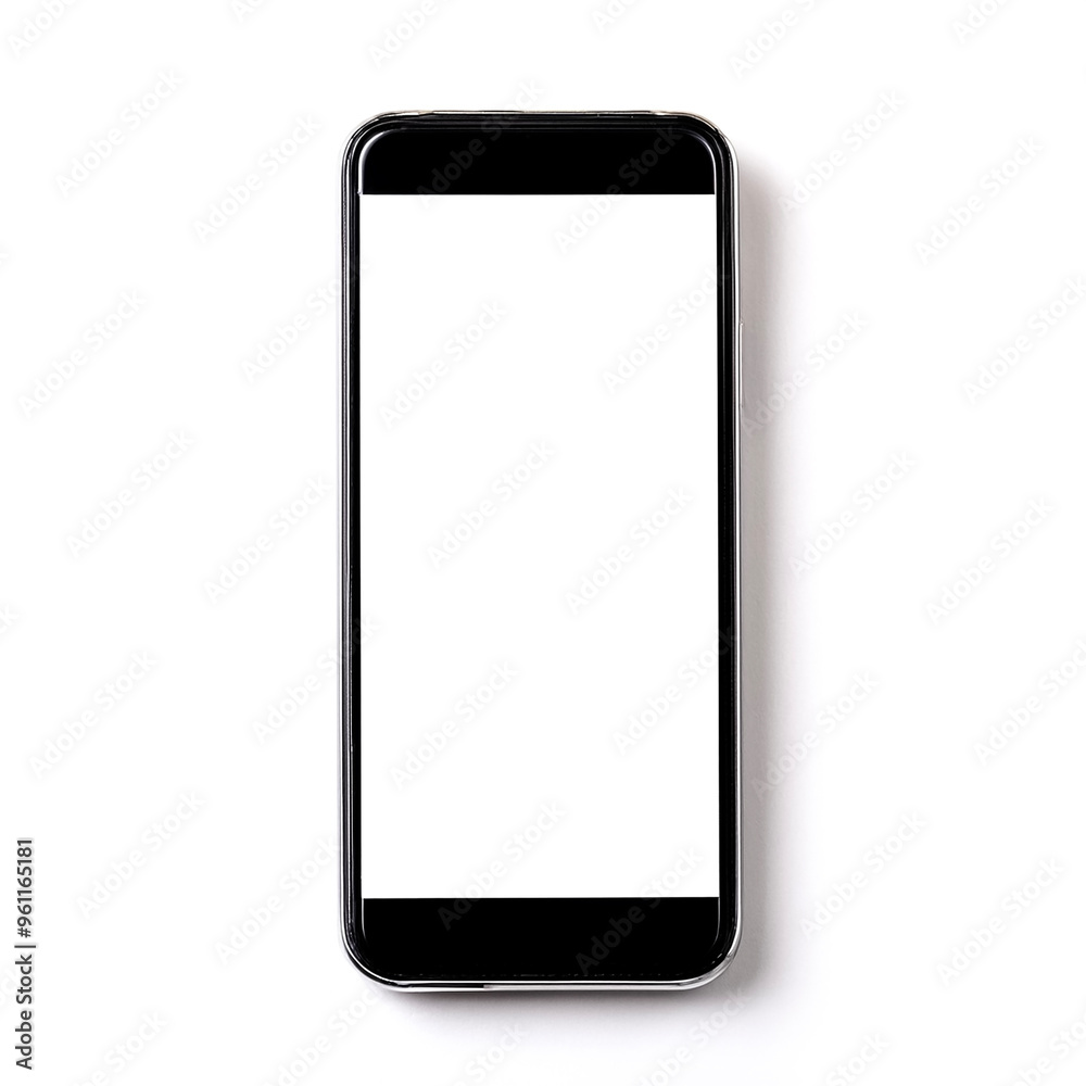 smartphone with blank white screen, isolated on white background smartphone with blank white screen, isolated on white background
