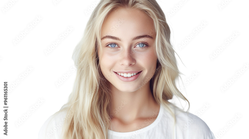 Beautiful happy blonde woman with white teeth smiling on transparent background PNG.
Beautiful happy blonde woman with white teeth smiling on transparent background PNG.