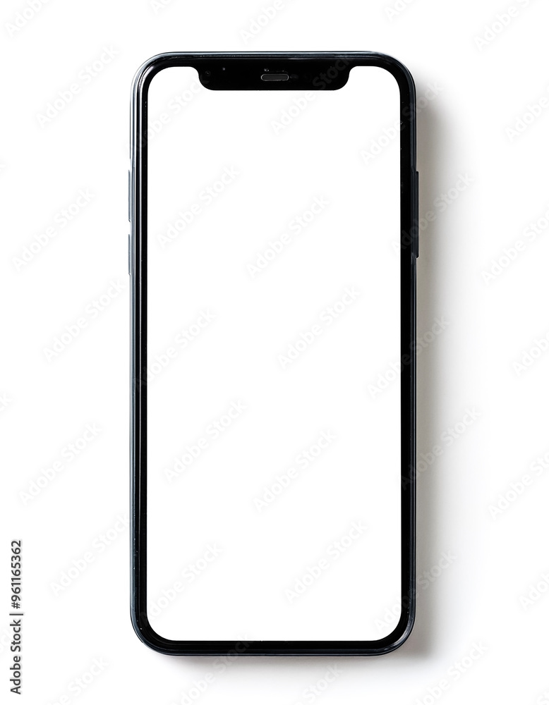 smartphone with blank white screen, isolated on white background smartphone with blank white screen, isolated on white background