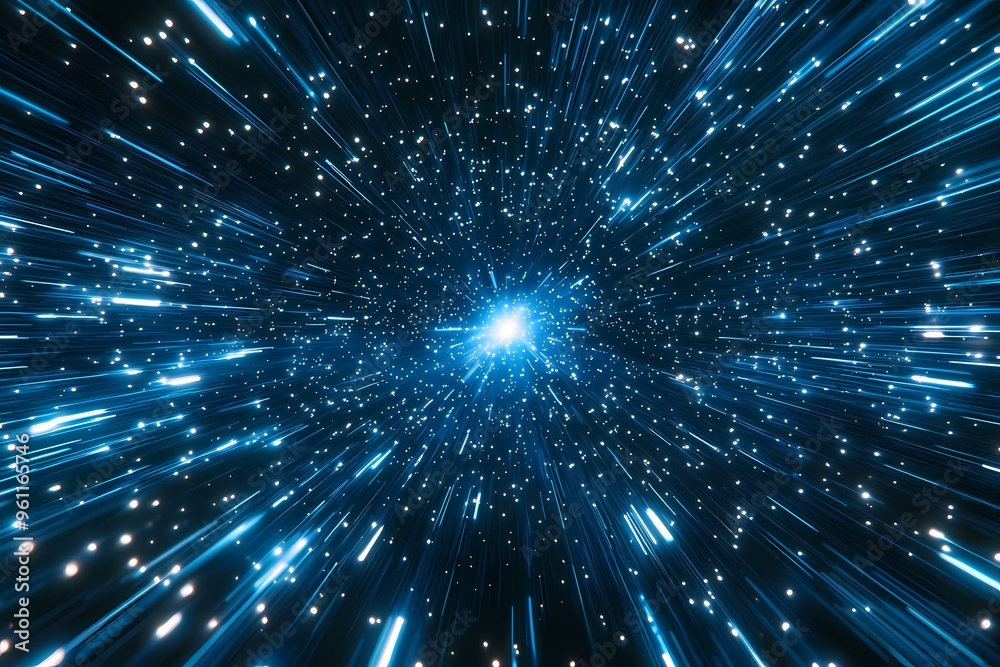 Obraz premium A mesmerizing blue light burst showcasing a cosmic explosion.