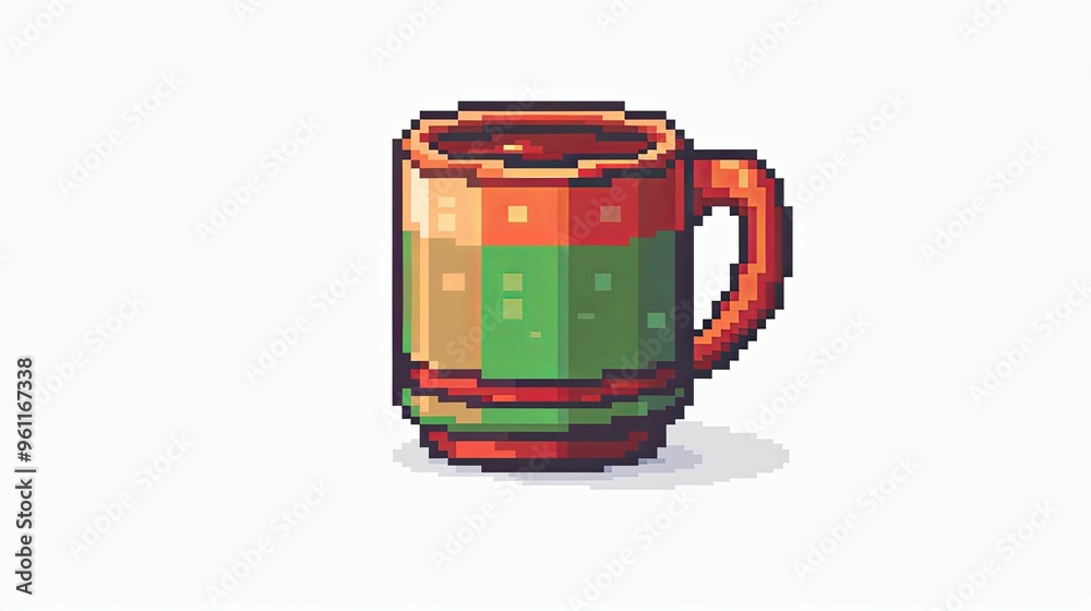 Pixelated Red Mug with Green and Orange Liquid Pixelated Red Mug with Green and Orange Liquid