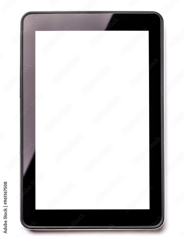 Tablet computer with blank white screen, isolated on white background Tablet computer with blank white screen, isolated on white background
