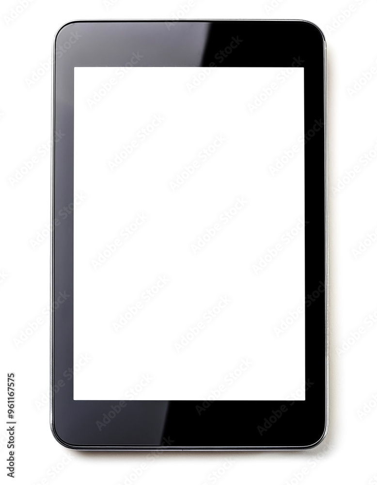 Tablet computer with blank white screen, isolated on white background Tablet computer with blank white screen, isolated on white background