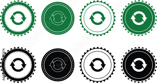 Ecology icon set. Ecology Stamps. Environment, sustainability, nature, recycle, renewable energy; electric bike, eco-friendly, forest, wind power, green symbol. Solid icons vector collection.