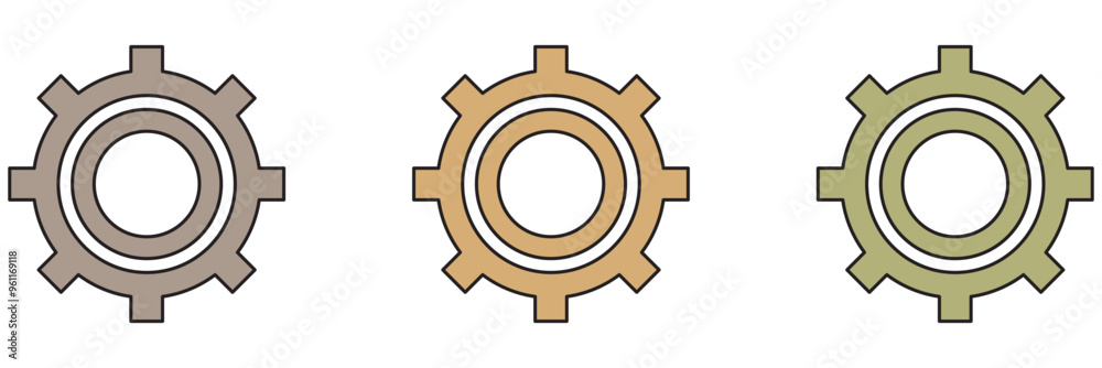Obraz premium Gear set. Black gear wheel icons on white background
