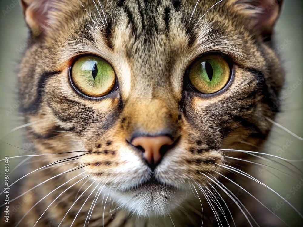 Close-Up Of A Cat'S Face Showing The Eyes, Nose, Whiskers, Ears, And Mouth Close-Up Of A Cat'S Face Showing The Eyes, Nose, Whiskers, Ears, And Mouth