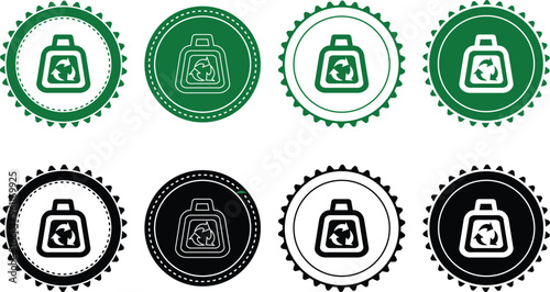 Ecology icon set. Ecology Stamps. Environment, sustainability, nature, recycle, renewable energy; electric bike, eco-friendly, forest, wind power, green symbol. Solid icons vector collection.
