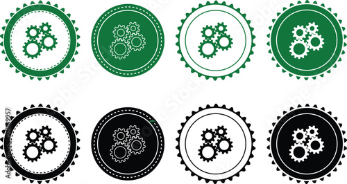 Ecology icon set. Ecology Stamps. Environment, sustainability, nature, recycle, renewable energy; electric bike, eco-friendly, forest, wind power, green symbol. Solid icons vector collection.