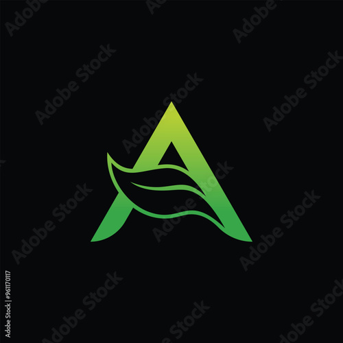 Letter A with leaf vector logo template Suitable for business, web, nature, and design