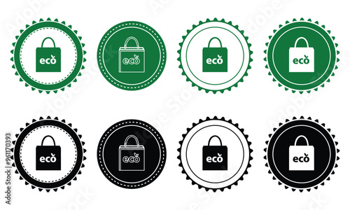 Ecology icon set. Ecology Stamps. Environment, sustainability, nature, recycle, renewable energy; electric bike, eco-friendly, forest, wind power, green symbol. Solid icons vector collection.