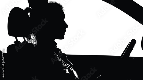 Safety First: Passenger Seat Belt Silhouette, Promoting Traffic Safety and Compliance with Driving Regulations photo