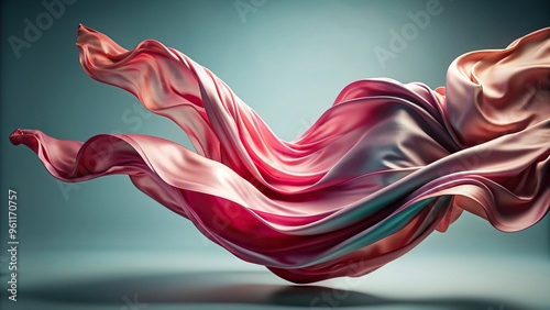 Silk cloth gracefully billowing in the wind creating a mesmerizing textile wave, wave, mesmerizing, fly, elegant, wind, motion, medium shot,silk, movement, beauty, delicate, stock photo