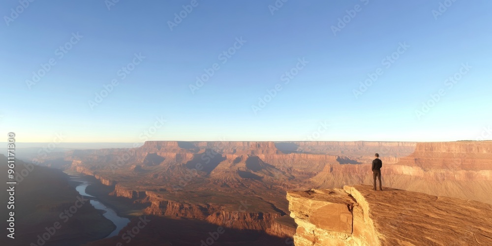 Naklejka premium Lone Captures Majestic Dawn Landscapes at National Park Cliff Edge