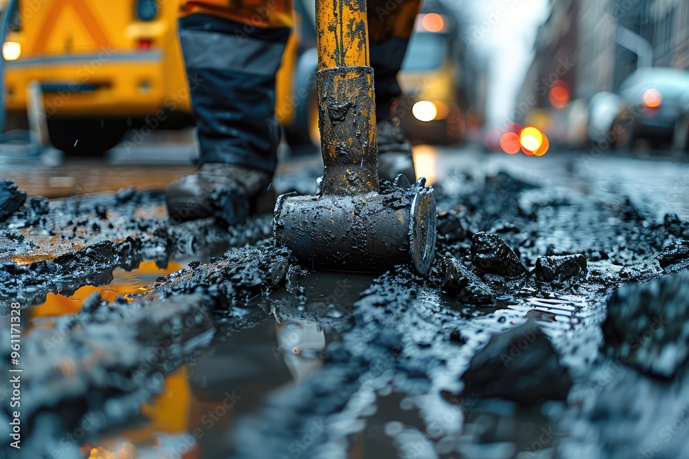 Free Photo of Construction site with workers using heavy machinery and power tools