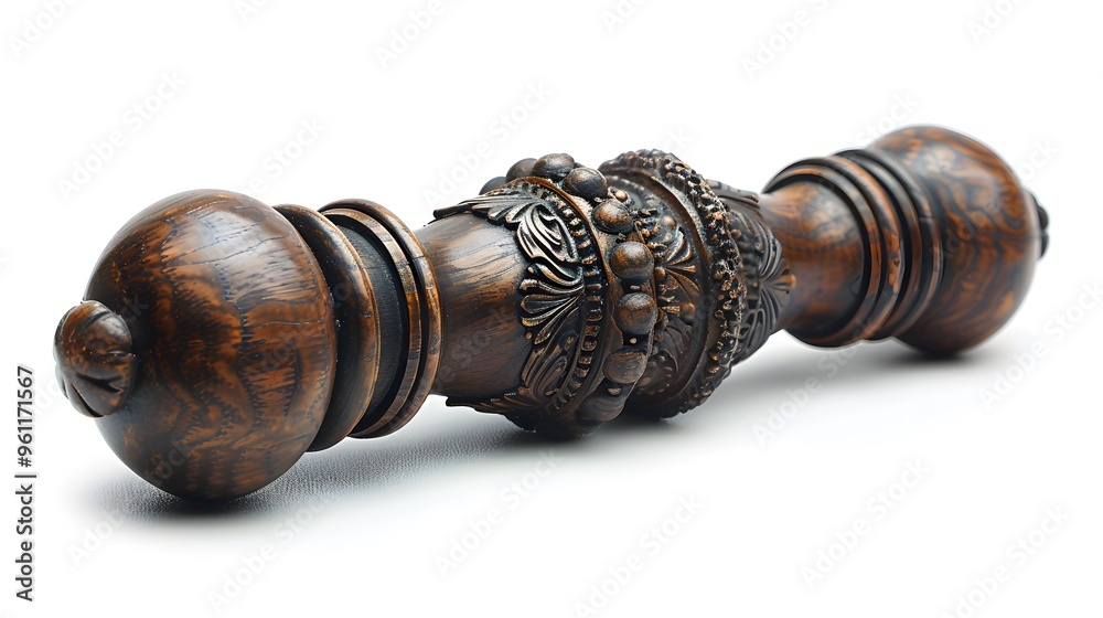 Antique Wooden Ornate Salt and Pepper Shaker Set Isolated on White Background. Antique Wooden Ornate Salt and Pepper Shaker Set Isolated on White Background.