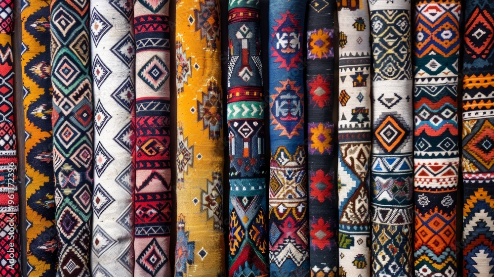Samples of carpets of different colors on a stand in a store or production. Multi-colored carpet samples on the floor Samples of carpets of different colors on a stand in a store or production. Multi-colored carpet samples on the floor