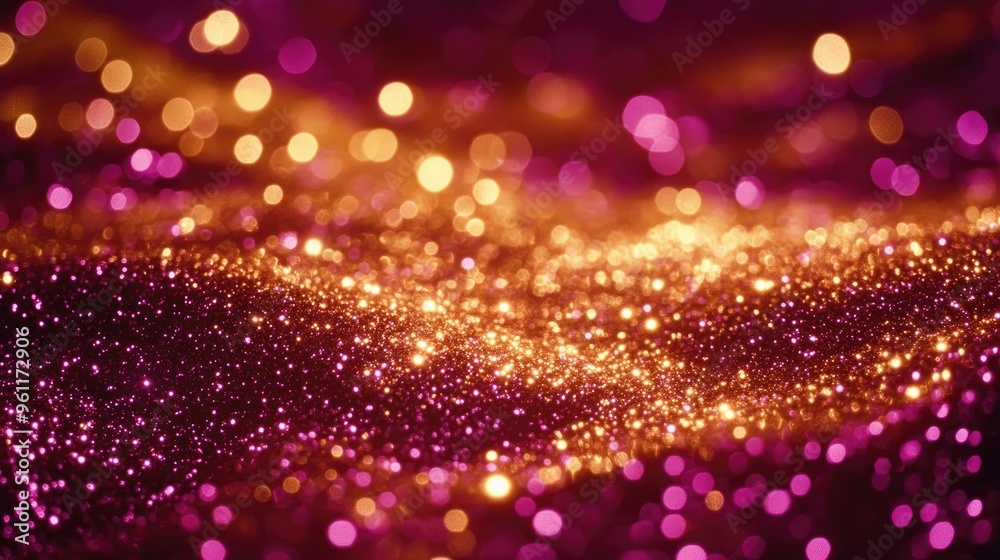Golden Dust Sparkle Abstract Blur with Blinking Bokeh Party Lights Golden Dust Sparkle Abstract Blur with Blinking Bokeh Party Lights