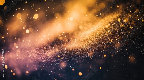 Golden Dust Sparkle Abstract Blur with Blinking Bokeh Party Lights