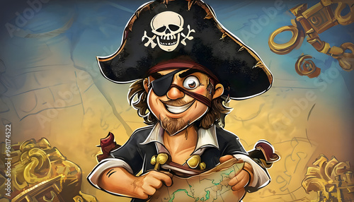 Dark Black Pirate with Eye patch