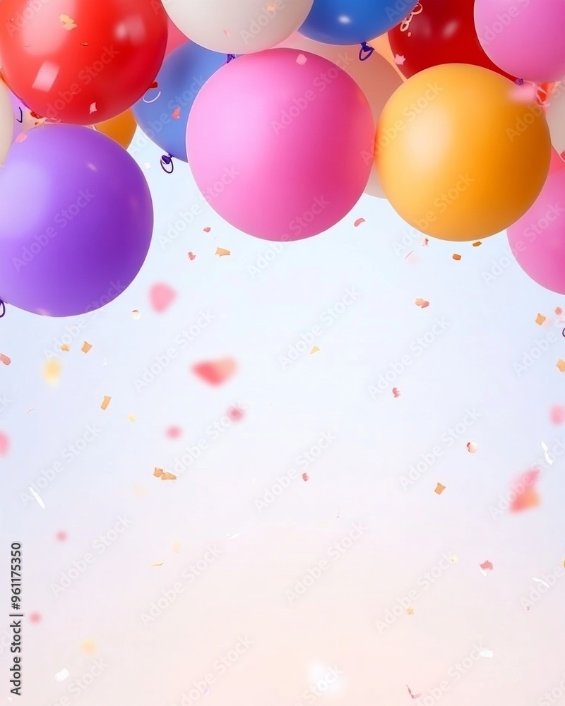 Minimalistic Boho Style Childrens Day Celebration with Blurred Colorful Balloons Minimalistic Boho Style Childrens Day Celebration with Blurred Colorful Balloons