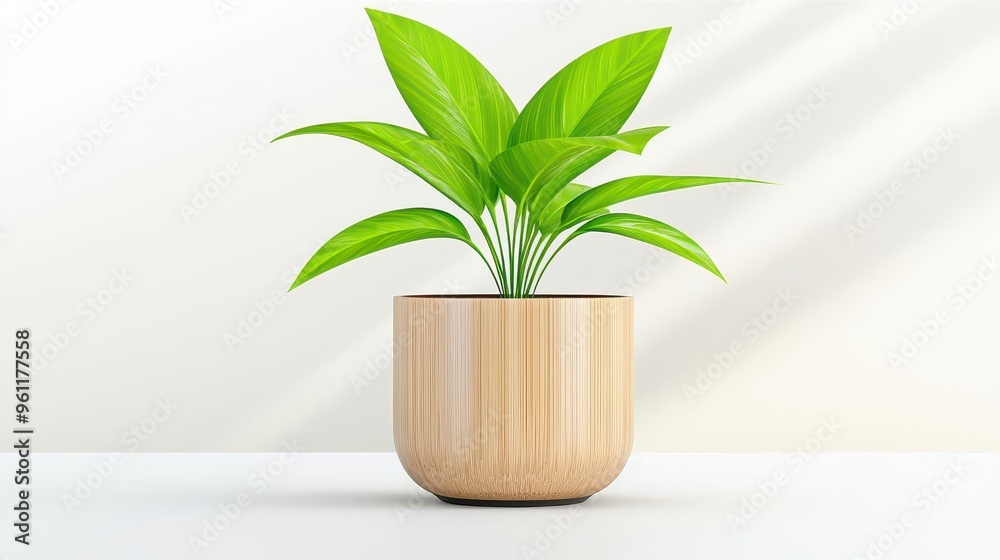 Custom-engraved bamboo plant pot with name, eco-friendly gift, 3D illustration Custom-engraved bamboo plant pot with name, eco-friendly gift, 3D illustration