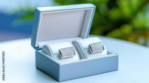 Monogrammed cufflinks in sleek box, perfect for gifting, 3D illustration