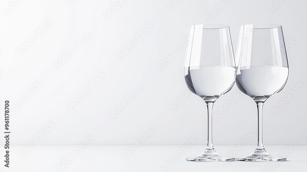 Personalized wine glass set with engraved names, celebratory occasion, 3D illustration