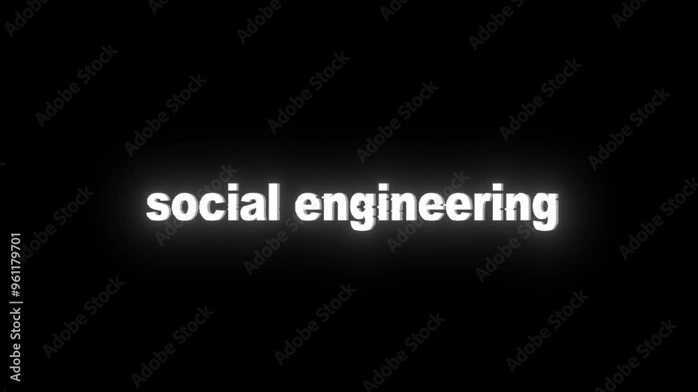 SOCIAL ENGINEERING glitch notification. Looped cybercrime concept hacking animation. SOCIAL ENGINEERING text with glitch effect. Security breach, alert screen, hacking attack. SOCIAL ENGINEERING glitch notification. Looped cybercrime concept hacking animation. SOCIAL ENGINEERING text with glitch effect. Security breach, alert screen, hacking attack.